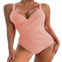 Ženske visoko raste boje V izrez Hot Pink Bikini setovi L