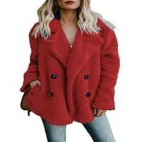 Paille Women Revel Plain Jacks casual na otvorenom Fuzzy kaputi od pune platneće za punjenje crvena