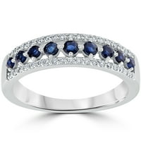Pompeii Cttw Blue Sapphire & Diamond Wedding Ring Womens bend 14k bijelo zlato