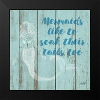 Derice, Julie Crna Moderna uokvirena muzejska umjetnost tisak pod nazivom - Mermaid kaže II