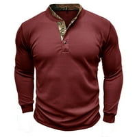 Muški dugi rukav Henley majica casual gumb usene majice Torbe Regularne fit modne čvrste boje osnovne