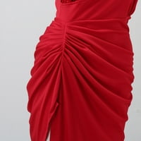 Ležerne haljine za žene savijaju haljinu bez rukava modna sekfina šivanja crvene haljine s