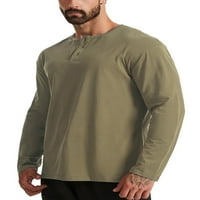 Avamo muški vrhovi gumb T košulje Henley izrez majica Sport Comfy Pulover Regular Fit Solid Color Bluza Khaki XL