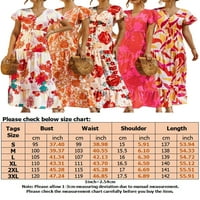 Uhdy ljetne duge haljine za žene cvjetni print Boho Beach Maxi haljina dame kratki rukav V rect majica haljina rosered 3xl