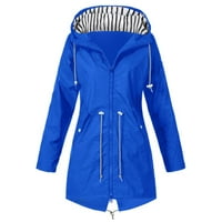 Lroplie Womens Cardigan džemperi s dugim rukavima zimski kaputi za žene Čvrsta kišna kapuljača na otvorenom Vjetrootrna jakna Plavi XL