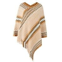 Žene Shawl Wrap Poncho Tassel Cape džemper V izrez Knit Cardigan za jesen zima