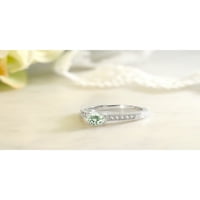 Gem kamen kralj sterling srebrni zeleni prasiolit i bijeli laboratorijski uzgojni dijamantni zaručnički prsten