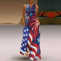 Dnevna haljina za nezavisnost za žene zastava tiskane haljine za plažu duge maxi
