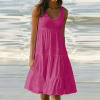 Žene ljetne cipele na plaži Haljina bez rukava ruffles Swing haljine casual okrugli vrat Plivanje pokrov