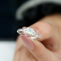 Princeza rez Etiopljanin Opal Solitaire Celtic prsten - oktobar Rođenje prsten, sterling srebro, SAD