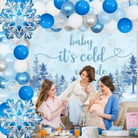 Zimske dekoriše za tuširanje za dječaka - Baby je hladno vani vanjske torte za povratak, plavi pahuljica balona Garland Arch Kit, zimske čudesne babdenske tuš kabine