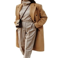 Glonme Women dugi rov kaput Čvrsti boje graška kaputi rukav jaknu Otvorite prednji kaput Topla rever