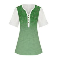 APEPAL ženske bluze čipke majice kratkih rukava za žene V-izrez casual vrhovi zelene s