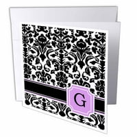 3Droza Personalni početni G monogramski ružičasti crno-bijeli uzorak od damske kosti Girly stilizirani personalizirano slovo, čestitke,, set od 12