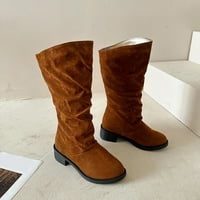Gubotare Radne čizme za žene Ženske kaubojske čizme Povucite kravlje čizme kaubojske čizme koljena visoko srednje pratena peta Retro Classic Boot