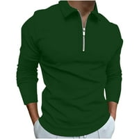 Muška četvrt zatvarača pulover vrhove dugih rukava Ležerne prilike Slim Fit Lightweeght Lapel Polo Majice Solid Boja Golf majice