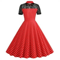 Ljetne haljine casual moda Žene Line Flare Vintage haljina Bowknot maturalni ovratnik kratkih rukava
