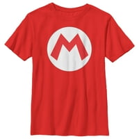 Boy's Nintendo Mario Circle Icon Graphic Tee Red Medium