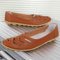 Ženske ležerne cipele Vozeći stanovi Udobne plinove Klasična kožna cipela Želje za prozračne narančaste 5