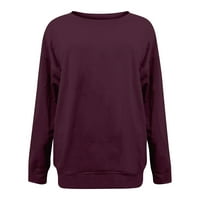 Qwertyu Kompresijska košulja Žene Lagane labave fit vezati dugim rukavima Preveliki pulover Zimska Crewneck Plain Plus veličina Ženska odjeća C Purple 2xl