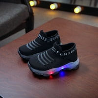 Dječje cipele Veličina Sport Boys Dječji djeca Ležerne čarape Pismo LED svjetlosne mrežice Tenisice Black