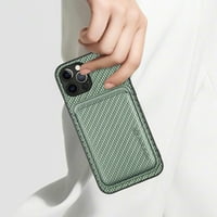 Feishell za iPhone PRO MA u karbonsku vlaknu Teksture PU kožna futrola za telefon s džepom za izmjenjivu karticu, kompatibilan sa magsafe punjenjem, otporan na udarce, luksuzno magnetsko sredstvo protiv ogrebotine, zeleno