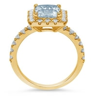 3,84ct smaragdni rez plavi prirodni akvamarinski 14k žuti zlatni graviranje izjava bridalna godišnjica