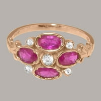 Britanci napravili 18K ružičastog zlatnog sintetičkog cirkonije i prirodne rubinske ženske prstene - veličine opcije - veličine 7
