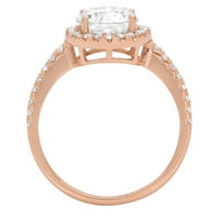 1. CT Sjajan okrugli rez prozirni simulirani dijamant 18k ružičasto zlato halo pasijans sa accentima