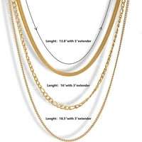 Slojevito zlatne ogrlice za žene 14K Real Gold pozlaćena žičana choker ogrlica s ogrlicom od lanca lančane lanca od nehrđajućeg čelika Ogrlica od nehrđajućeg čelika