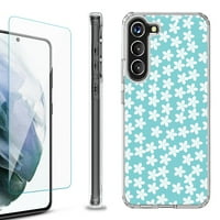 OneToughShield ® za Samsung Galaxy S23 + S Plus Plus 5G kućište za udarce od udaraca, sa zaštitnikom zaslona od kaljenog stakla - cvjetna teal