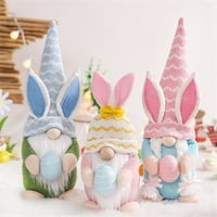 Sdjma Easter Bunny Gnome Plish -Scandinavian Tonte ELF ukrasi - Punjeni zečji gnomi sa jajima Plushie ukrasi - patuljaste figurine TABLE Gnomes Decor-uiz poklone prisutne