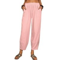 Cethrio Plus Veličina Ženske hlače Clearence Casual široke noge ružičaste hlače veličine xl