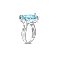 9. Carat Sky-Blue Topaz Obećajte srčani prsten u srebru Sterling sa akcentnim dijamantima