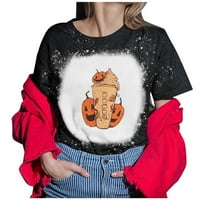 Sjajne pidžame Žene Ležerne prilike kratkih rukava Digitalni tisak Okrugli izrez Labavi majica Bluza Tops $ Halloween kostim