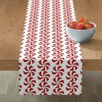 Pamučni sateen stol trkač, 90 - Božićni bombonski praznici Swirls Crveni bijeli praznici šećerne tiskane posteljine za tablice pomoću kašika