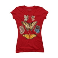 Leptir košulja - Butterfly Botanički slatki juniori Crveni grafički tee - Dizajn ljudi L