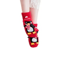 Carolilly ženska pletiva čarape, božićni 3D crtani uzorci životinja Čarapa srednje cijev čarape Pokloni
