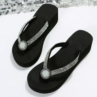 Sandale Ženske cipele Slope peta Debela prstiju Klip plaža HERINGSBONE papuče Boja svijetle dijamantske