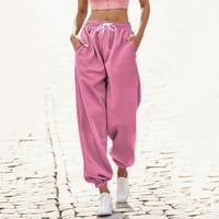 GVDENTM Womens Dukset žene Women široke noge joga hlače Visoko stručni joggeri casual labav duksevi vruća ružičasta, xxl