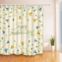 Dan sretne majke žute plave karanfile Cvijeće poliesterska tkanina za zavjese za kupatilo, tuš za tuš