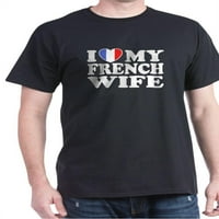 Cafepress - volim svoju košulju za mračnu majicu francuske žene - pamučna majica