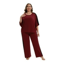 Xmarks ženski čahura za ruke i pant za spavanje sa spavanjem sa spavanjem Scoop vrat Čvrsta boja pidžama crvena US 16