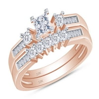 Bijeli prirodni dijamantni klimaljski prsten u 10k ružičastog zlata