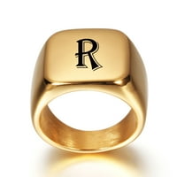 Toyella od nehrđajućeg čelika Signet prazan običan prsten visoki polirani zlatni ton zlatni broj 9