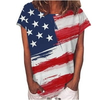 CETHRIO majice kratkih rukava za žene - Ležerni dan nezavisnosti Ispis bluza s kratkim rukavima