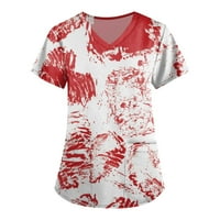 Ženski bluze V-izrez Slatka bluza Grafički ispisi Ženske plus košulje kratki rukav ljetni vrhovi bijeli