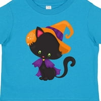 Inktastična Halloween Cat, slatka mačka, crna mačka, vještica šešir poklona dječaka majica ili majica