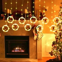 Svjetla zavjesa za božićne guzice, LED viseća viseća svjetla Xmas Dekorativna prstena za stablo Spavaća spavaća soba za svadbena strana zida, toplo bijela unutarnji ukrasi na otvorenom