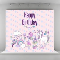 Greendecor poliester tkanina jednorog Fotografija pozadine Pink Happy Birthday Tema pozadina za zabavu